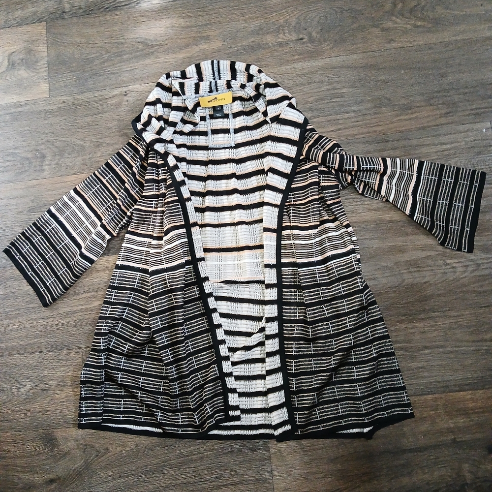 St. John Striped Open Front Cardigan. - Picture 2 of 15